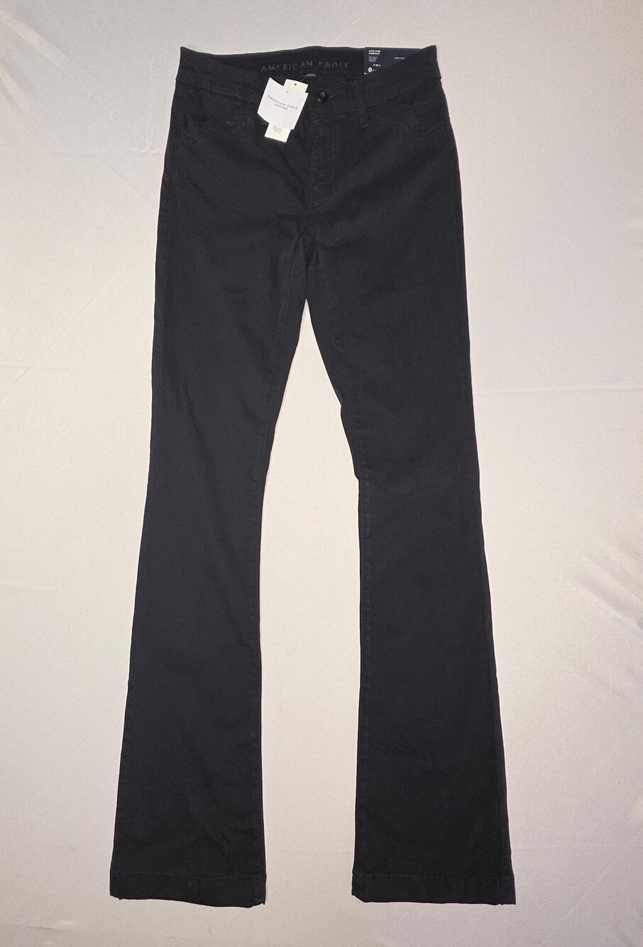 American Eagle black stretch low-rise kick bootcut pants Size 0 Long